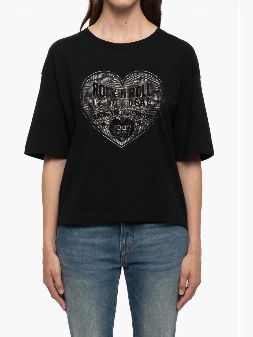NWT Zadig & Voltaire
Taida Crystal Embellished
Graphic Heart T-Shirt, Size XS